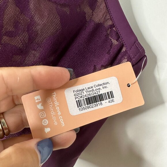 2/$24 NWT ThirdLove Foliage Lace Bra Wine #A0440 TRB3 - Picture 5 of 7